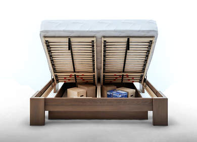 Sypialnia bukowa BANDAL: łóżko z pojemnikiem na pościel typu MINI lub MAXI