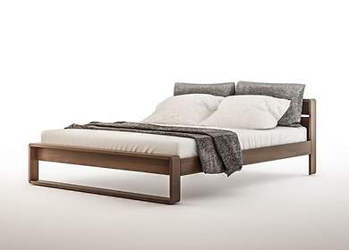 Sypialnia bukowa LAGORTA: łóżko o stylizowanym przodzie