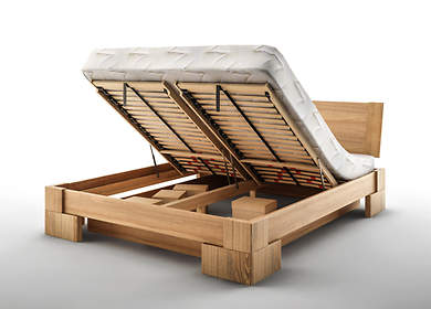 Sypialnia bukowa VANES: łóżko z pojemnikiem na pościel typu MINI lub MAXI