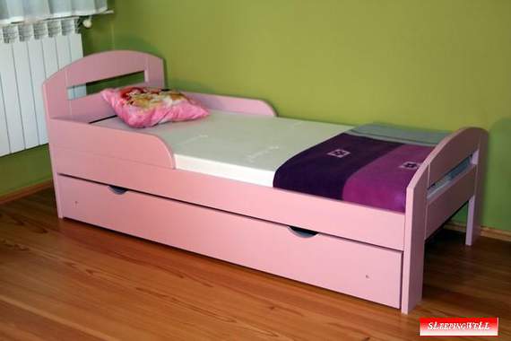 Torsten łóżko sosnowe z szufladą dla dzieci 80x180, z materacem piankowym