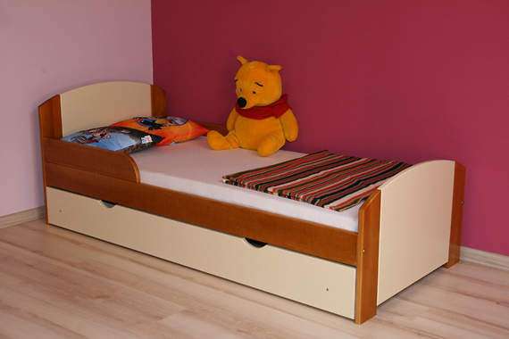 Bogna łóżko sosnowe z szufladą dla dzieci 80x160, z materacem kokosowym