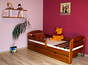 Kartuz łóżko sosnowe z szufladą dla dzieci 80x180, z materacem kokosowym i gryką