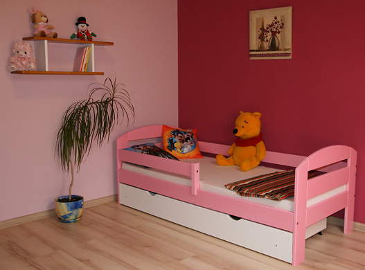 Kartuz Plus łóżko sosnowe z szufladą dla dzieci 80x160, z materacem kokosowym