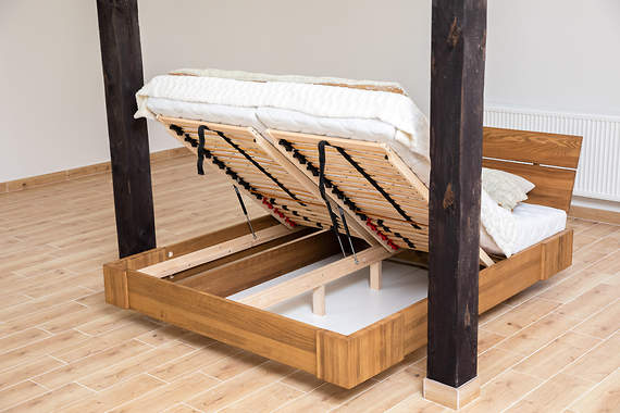 Ballega po LIFCIE -  łóżko bukowe lewitujące 140x200 cm