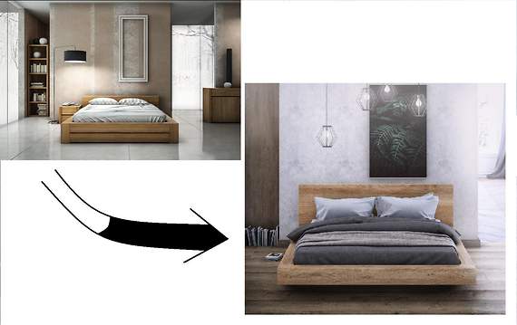 KAMA – łoże 180x200 cm z twardego drewna bukowego, typ lewitujące, z pojemnikiem na pościel
