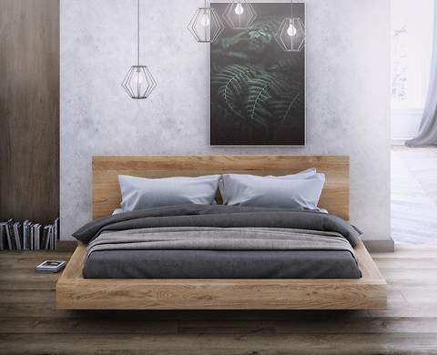 GOLIAT z litego drewna DĄB - łoże lewitujące z poj. na pościel, 140x200 cm pod materac