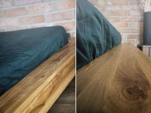 Zestaw GOLIAT z litego drewna DĄB – łoże lewitujące z poj. na pościel, 140x200 cm pod materac plus dwie szafki