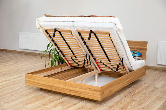 zestaw: BALLEGA_D, 140x200 cm, jako łoże z prawdziwego LITEGO DĘBU z szafkami nocnymi plus materac dedykowany