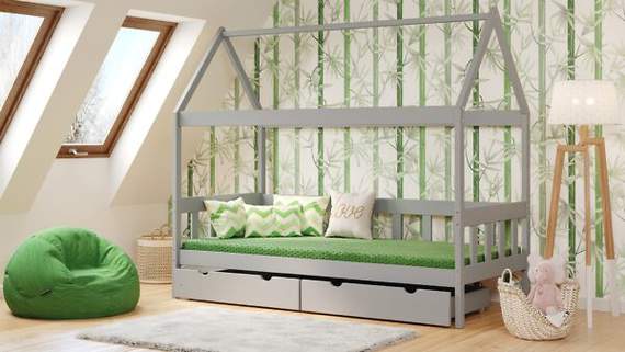 SZUWAREK domek dla dzieci 80x190 cm z drewna sosnowego z funkcją spania i zabawy