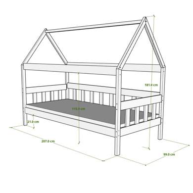 SZUWAREK domek dla dzieci 80x180 cm z drewna sosnowego z funkcją spania i zabawy