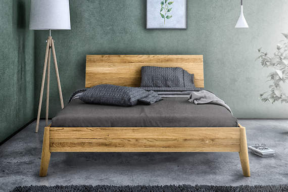 Rolf łoże zbudowane z litego drewna dębowego 90x200 cm, impregnacja szlachetnym woskiem