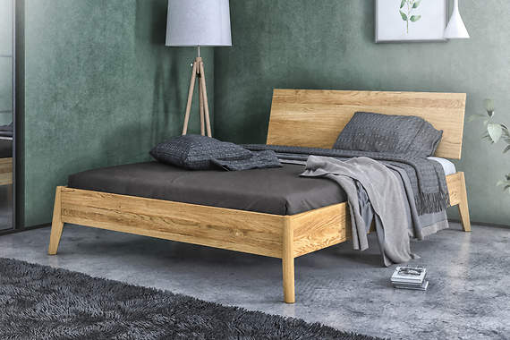 Lotar łoże zbudowane z litego drewna dębowego 90x200 cm, impregnacja szlachetnym woskiem