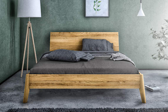 Lotar łoże zbudowane z litego drewna dębowego 90x200 cm, impregnacja szlachetnym woskiem