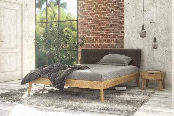 Lotar łoże zbudowane z litego drewna dębowego 140x200 cm, impregnacja szlachetnym woskiem