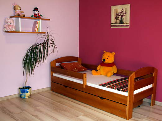 Karmen Plus łóżko sosnowe z szufladą dla dzieci 80x160, z materacem piankowym