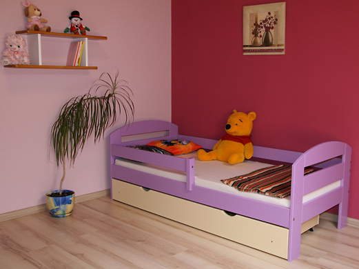 Karmen łóżko sosnowe z szufladą dla dzieci 80x160, z materacem kokosowym i gryką
