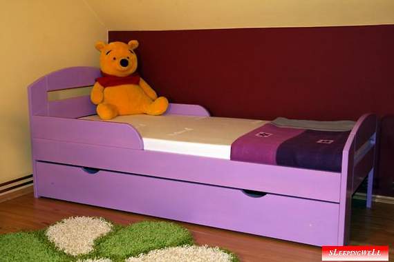 Tortuga łóżko sosnowe z szufladą dla dzieci 80x160, z materacem piankowym