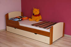 Boley łóżko sosnowe z szufladą dla dzieci 80x180, z materacem piankowym