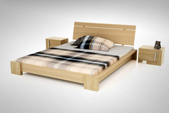 Uganda niskie łóżko z drewna bukowego, rozmiar 180x200