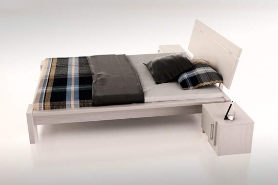 Uganda wysokie łóżko z drewna bukowego, rozmiar 180x200