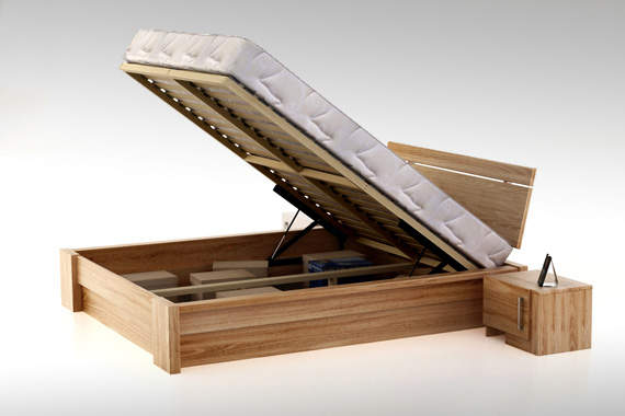 Uganda z pojemnikiem łóżko z drewna bukowego, rozmiar 140x200