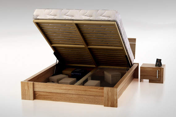 Uganda z pojemnikiem łóżko z drewna bukowego, rozmiar 160x200