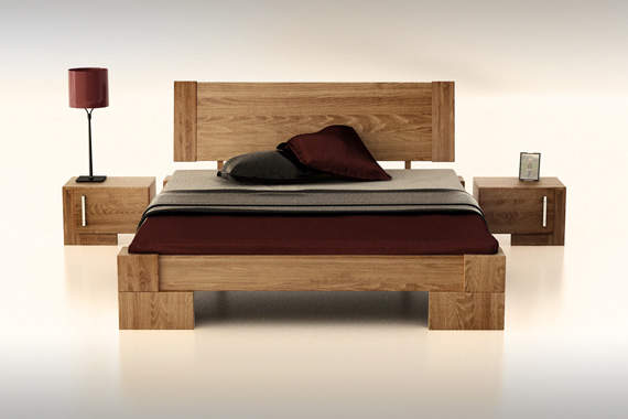 Vanes wysokie łóżko z drewna bukowego, rozmiar 160x200