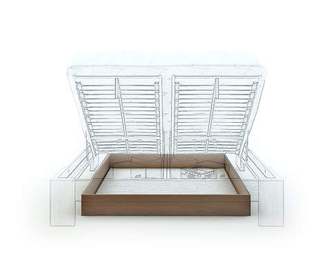 Vanes łóżko z pojemnikiem Mbox MINI, z drewna bukowego, rozmiar 180x200