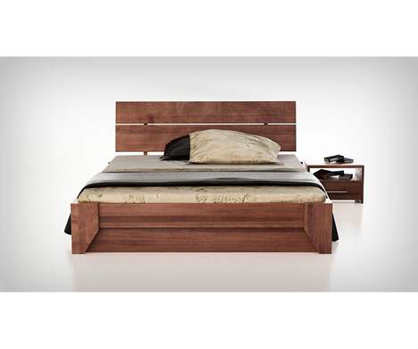 HANOY z pojemnikiem łóżko z drewna bukowego, rozmiar 140x200
