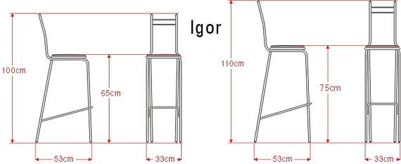 Hoker Igvar: siedzisko sklejka wys. 65 cm