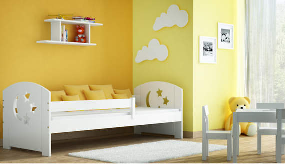 Merdok biały - łóżko sosnowe dla dzieci 80x160 z materacem piankowym