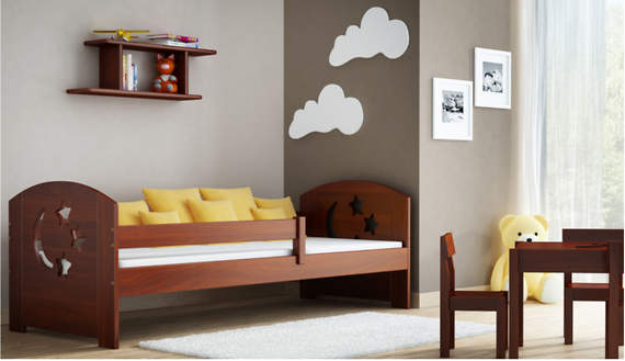 Merdok orzech - łóżko sosnowe dla dzieci 80x160